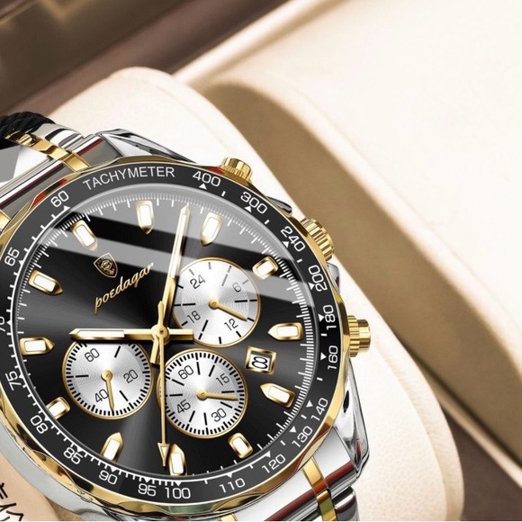 🆕 NIB Poedagar Gold and Silver Chronograph Watch - Picture 7 of 8